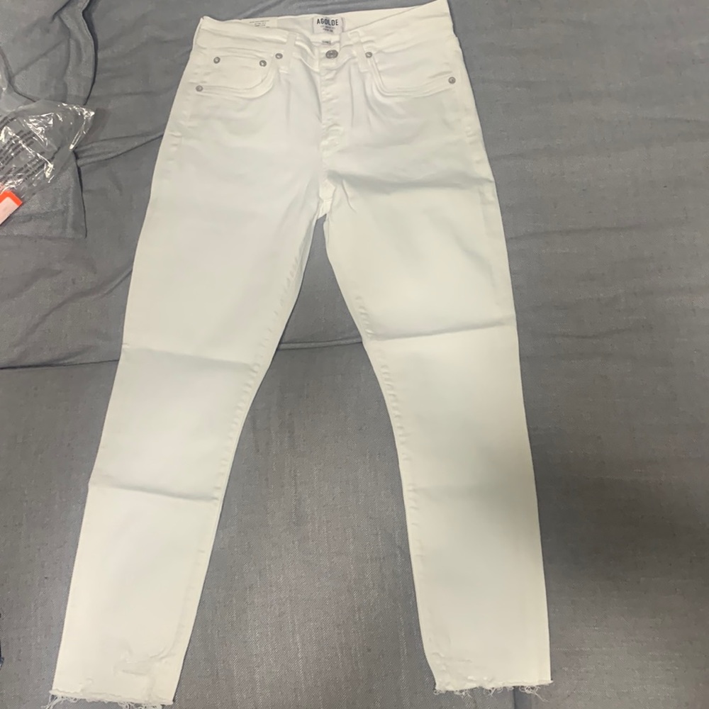 Agolde white jeans Sophie crop high rise skinny 28 new